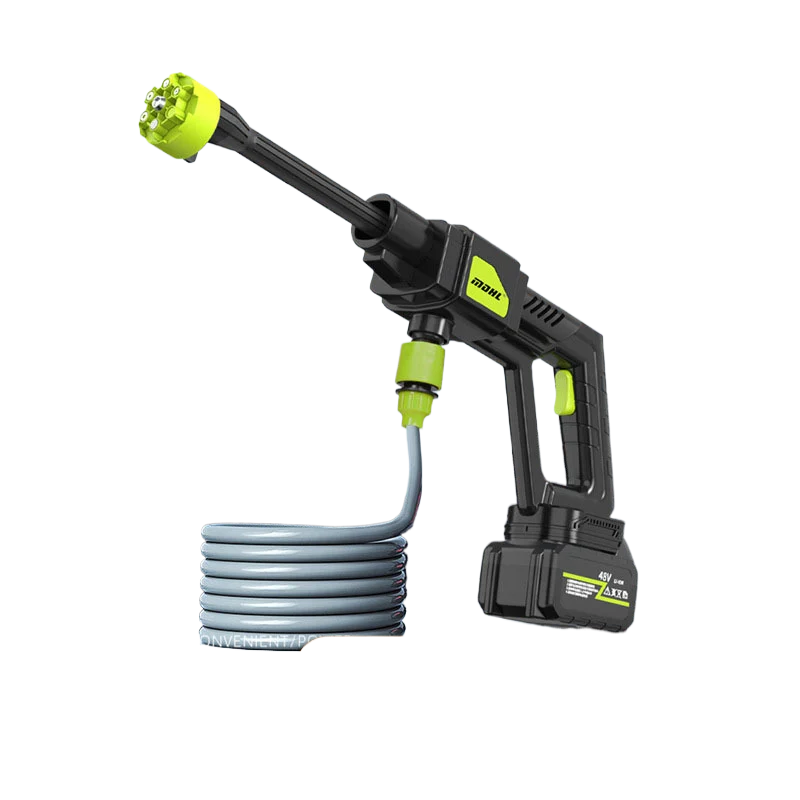 Portable Pressure Washer cordless handheld cleaner with battery, hose and nozzle attachment